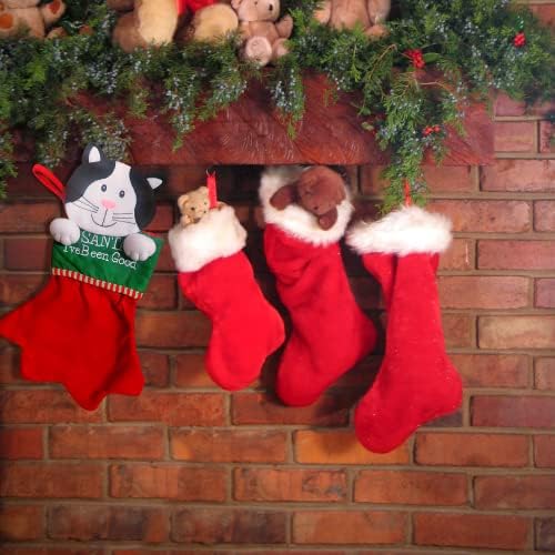 ג'מבו אדום וירוק לבד גרב חג המולד חמוד לחתולים, סנטה הייתי קישוטי חג המולד טובים, מצחיקים לקמינים, מנטלים,