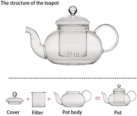 סיר תה פרח עמיד בפני חום, סיר תה, קומקום פרחי בקבוק מעשי עם קפה צמחי צמחי צמחים עלה תה.