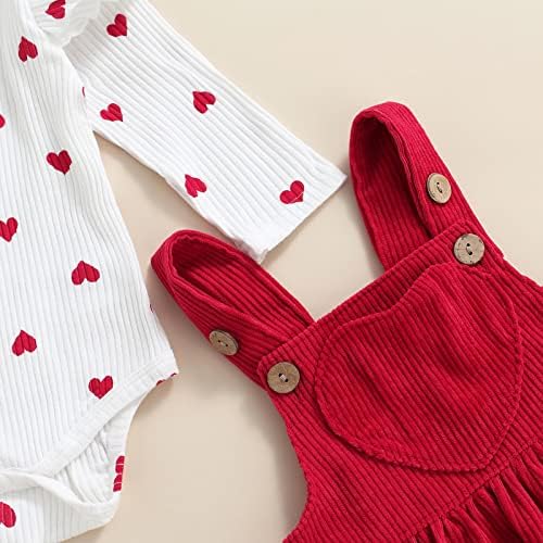 Comeonze יום האהבה הראשון שלי ליום -יילוד תינוקות תינוקות תלבושות לב הדפסת לב רומפר קורדרוי רצועת רצועה
