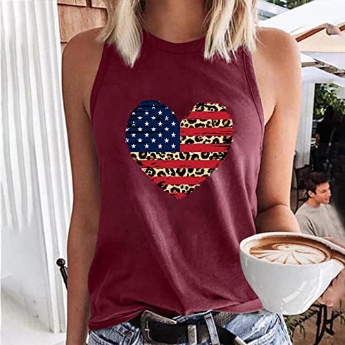 נשים 4 ביולי חולצות פטריוטיות אמריקאיות דגל אמריקה גופיות טנקים בקיץ חולצת טריקו ללא שרוולים ארהב כוכבי