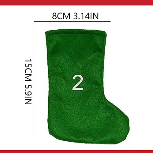 גרבי חג המולד 24 יח '≠ מספרים 1 עד 24 Å גרביים לבנים ירוקים אדומים קישוטי עץ חג המולד קבעו גבישים ברורים