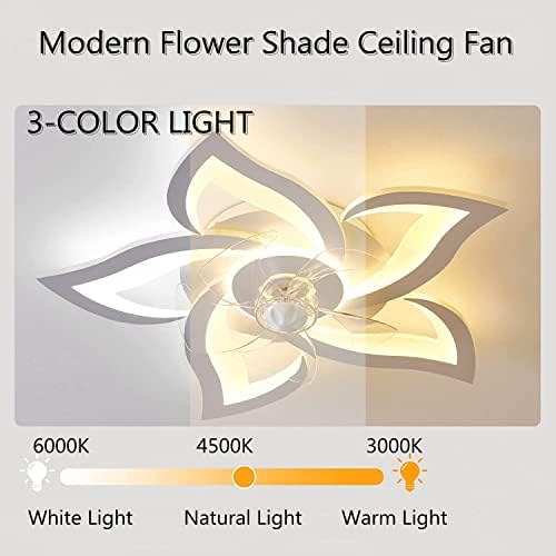 מודרני תקרת מאוורר עם אורות, מקורה ניתן לעמעום פרח צורת תקרת אור מאוורר עם שלט רחוק,3 צבעים 6 מהירויות
