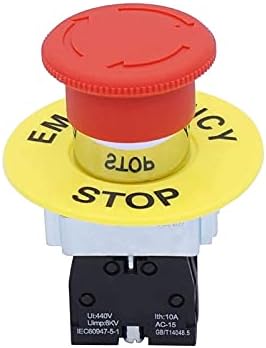 VEVEL 22 ממ 1 NC SPST פעולת פעולת פעולת חירום עצירה מתג כפתור כפתור 10A 440V
