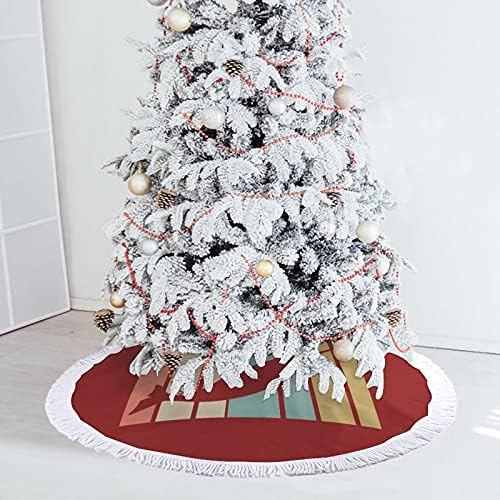 סגנון וינטג 'בסגנון וינטג' עץ חג המולד מחצלת חצאית עץ עץ עץ עם גדילים לקישוט חג המולד של מסיבת חג 48