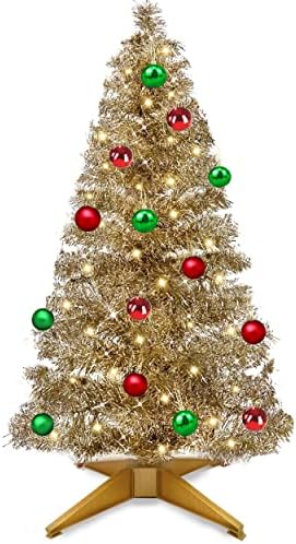 Turnmeon 4 ft עץ חג המולד עם 80 אורות חמים טיימר 8 מצבים