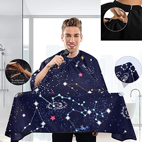 Visesunny Barber Cape Spat Space Galaxy Constellation Constellation Polyester שיער חיתוך סלון קייפ סינר