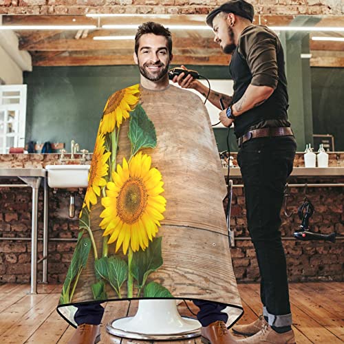 Visesunnny Barber Cape Sunflower רקע עץ פוליאסטר שיער חיתוך סלון כף קייפ סינר תסרוקת אנטי-סטטית עמידה