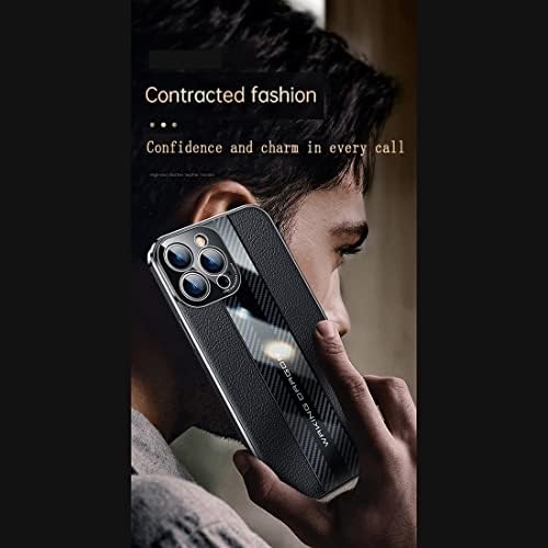לונו טלפון מכסה עור עור + מארז סיבי פחמן מעוצב תואם ל- Vivo x60 Pro + עם הגנה על מצלמה, גוף מלא אגן