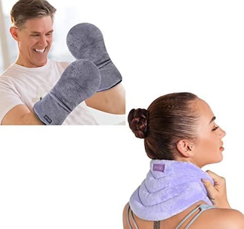 Revix כפפות מחוממות לדלקת פרקים וטיפול בידיים וכרית חימום צוואר, כפפות חמות ידיים במיקרוגל לנשים וגברים