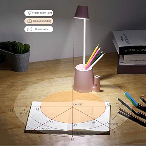 מנורת שולחן LED מנורת שולחן רב-תפקודית, עם מארז עט ופונקציה של בעל טלפון נייד, ללא מהבהב 2 גוונים מאוורר