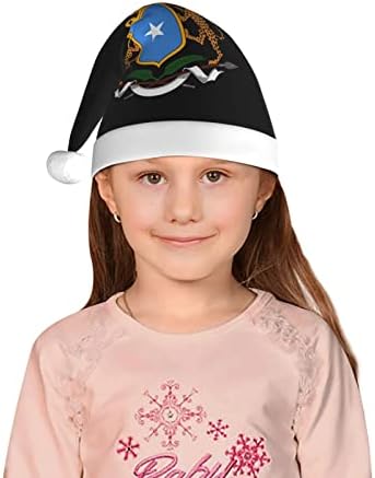 מעיל של זרועות של סומליה סנטה כובע ילדים חג המולד כובעי קטיפה חג המולד כובע עבור חג המולד לשנה חדשה