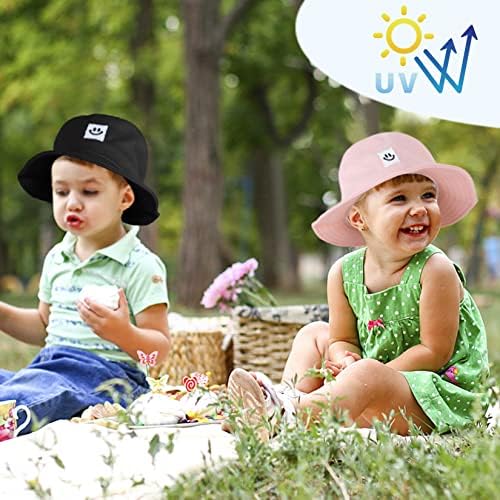 כוכב כוכב המאה פעוט כובע שמש לבנות כובע דלי פעוטות כובע UPF 50+ ילדים כובע חוף כובע קיץ חיוך פנים פנים