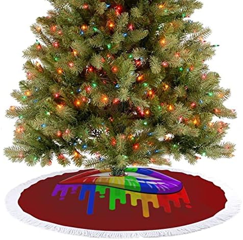להטבים גאווה גאווה שפתיים עץ חג המולד מחצלת עץ חצאית עץ עץ עץ עץ עם גדילים למסיבת חג חג המולד קישוט