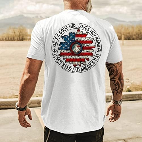 יום העצמאות של UBST Mens Mens חולצות שרוול קצר, קיץ 4 ביולי הדפס גרפי דקה בכושר צוואר צווארון פטריוטי