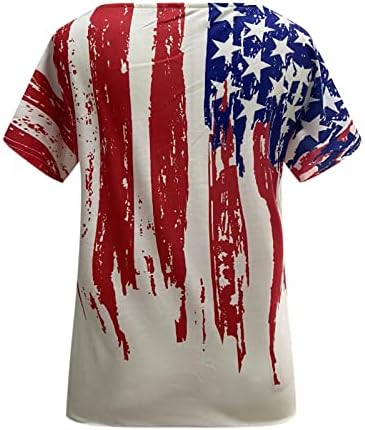 חולצת טריקו 4 ביולי חולצת טריקו ארהב חולצת יום עצמאות קיץ דגל אמריקאי דגל V צוואר צוואר צוואר וינטג