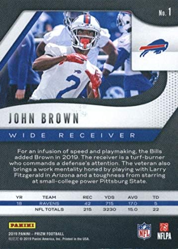 2019 Panini Prizm 1 ג'ון בראון Buffalo Bills NFL כרטיס מסחר בכדורגל