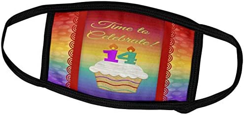 3drose בוורלי טרנר עיצוב הזמנה ליום הולדת - קאפקייק, מספר נרות, זמן, חוגגים הזמנה בת 14 - מסכות פנים