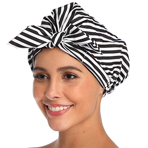 מכסה מקלחת VVOLF לנשים, כובע מקלחת גדול לשיער ארוך כובעי מקלחת חמודים לשימוש חוזר אטום מים