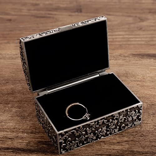 מלבן קופסת מתכת מתכת וינטג 'מלבן מלבן קופסת מתנה קופסת תכשיטים קטנים מארגן אחסון