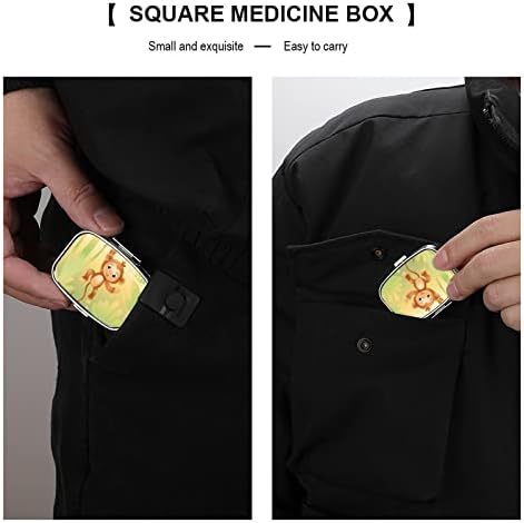 גלולת תיבת קוף כיכר בצורת רפואת לוח מקרה נייד הפילבוקס ויטמין מיכל ארגונית גלולות מחזיק עם 3 תאים