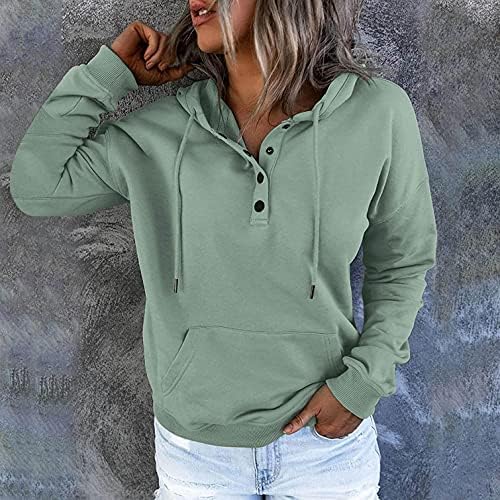חולצות שרוול ארוך של ASCOBO לנשים טרנדיות, כפתור מזדמן, שרוול ארוך שרוול סוודר חולצה חולצה עליונה עם
