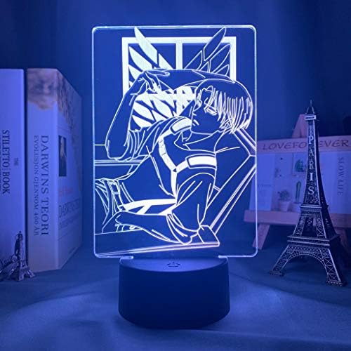 אקריליק 3D Light Levy Ackerman Animation התקפה טיטאן לקישוט חדר משפחה אור מתנה לילדים קפטן לוי אקרמן