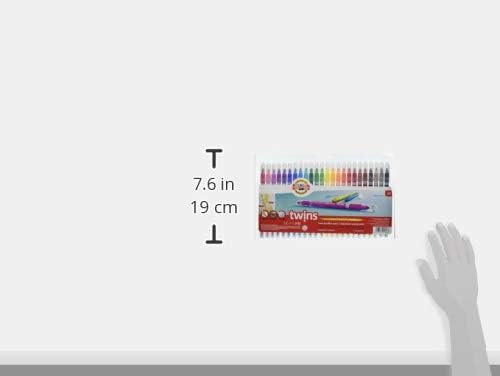 קבוצה של Koh-i-noor של עטים סיבים 24 קצה תאום, 26 x 16 x 0.5 סמ, רב צבעוני