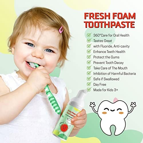 קצף משחת שיניים לילדים, פעוט משחת שיניים עם נמוך פלואוריד, ילדים קצף משחת שיניים עבור בצורת מברשת שיניים