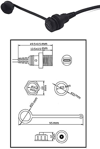 Kework usb סוג C הרכבה, 0.3 מטר USB C זכר עד נקבה סומק הרכבה על הרכבה הכבל AUX למשאית רכב לוח מחוונים