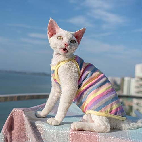 Haichen Tec חתולים חסרי שיער פס חולץ חולצה, חולצות אפוד ללא שרוולים בקיץ לנשימה לספינקס, רקס קורניש,
