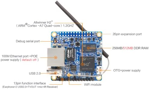 Orange Pi Zero 512MB לוח מפותח, H2+ מחשב H2+ Quad-Corce-Counce Single Mini יחיד