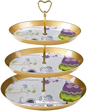 עוגת דוכן, מסיבת עוגת דוכן,עוגת מייצג קינוח שולחן, מופשט ינשוף ציפור עלים דפוס