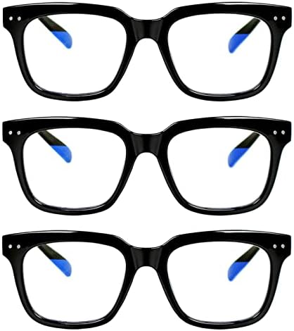 Chofilord 3 חבילה אור כחול חסימת משקפי קריאה נגד סנוור/עייפות קוראים מחשב מרובע גדול לגברים נשים