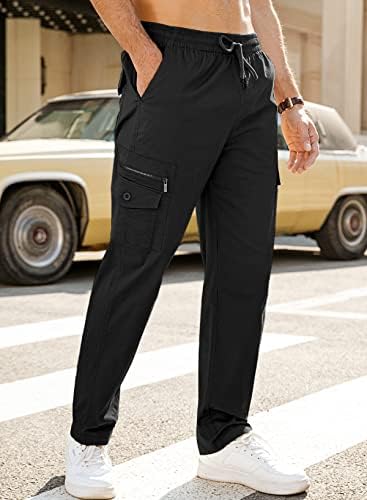 מכנסי מטען מזדמנים של JMierr - מכנסי צ'ינו מכנסיים כותנה מטיילים אלסטיים מכנסי טרנינג ספורטיבית עם 6