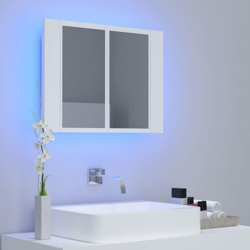 Gxbpy LED ארון קיר אמבטיה, אחסון אמבטיה מעל שירותים, ארון אמבטיה עם 2 מדפים לאחסון לבן