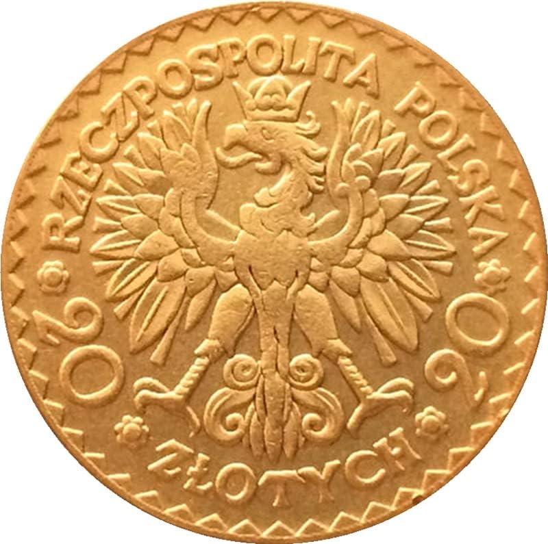 1925 מטבעות פולניים נחושת מוזהבת מטבעות עתיקות