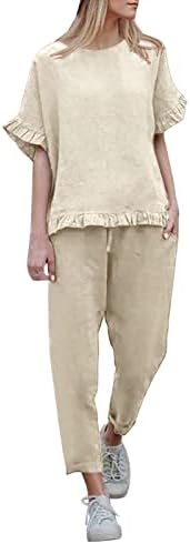 נערות נוער מכנסיים כושר נינוח מכנסיים מכנסי פשתן מכניסים סתיו סתיו של שתי חלקים ברגליים ישר 2023 בגדים