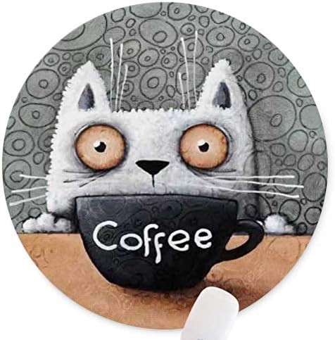 כרית עכבר עגולה, אנטי להחליק גומי גומי עגול קפה מצויר קפה קפה עכבר