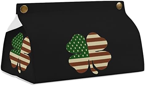 תלתן וינטג 'אירי אמריקני אמריקאי קופסת רקמות מכסה עור רקמות עור מחזיק ברקמת פנים מלבנית מארגן נייר מארז