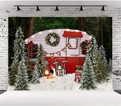 רקע חניון לחג המולד רקע חניון חורף עצי אורן מושלגים מיני אוטובוס רקע על חג המולד של סממה סנטה