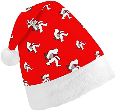 ביגפוט נשיאת גמד מצחיק חג המולד כובע סנטה קלאוס כובעי קצר קטיפה עם לבן חפתים עבור חג המולד חג מסיבת
