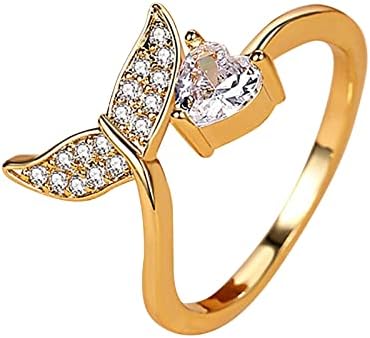 2023 חדש זנב דג לב זירקון טבעת לנשים תכשיטים פופולרי אביזרי לאישה גבוהה ומורדות תכשיטים