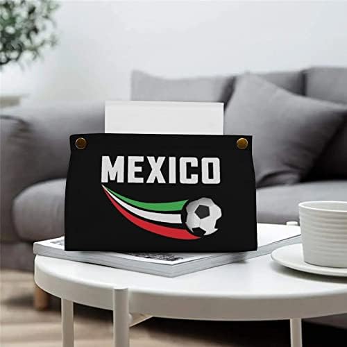 דגל מקסיקו כדורגל רקמות קופסת מכסה מארגן נייר פנים מחזיק מחזיק מפיות מפיות שולחני שולחן עבודה דקורטיבי