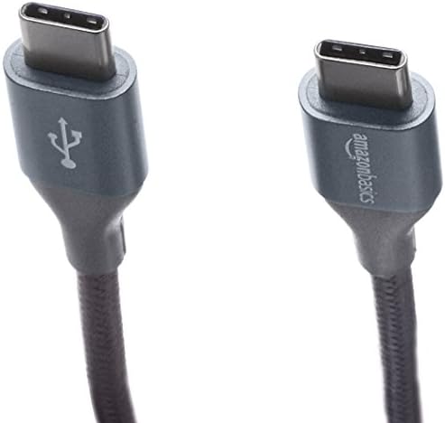 יסודות אמזון USB-C ל- USB-C 2.0 כבל טעינה מהיר, חוט קלוע ניילון, מהירות העברה של 480 מגהביט לשנייה,