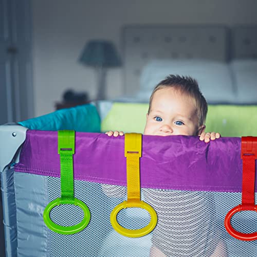 4 יחידות 4 צבעים פלסטיק תינוק עריסה למשוך טבעות ילדים הליכה תרגילי עוזר לקום טבעות מיטת תינוק תליית