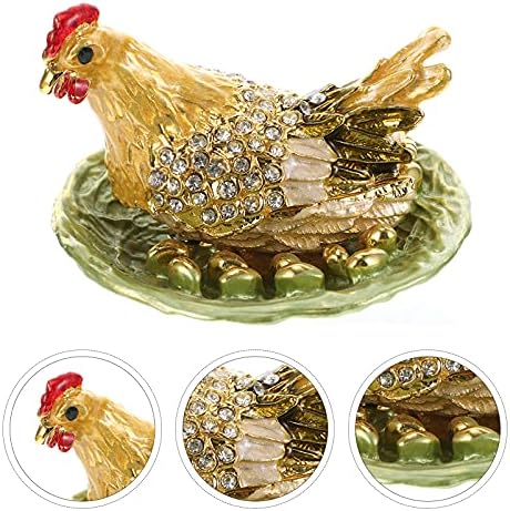 קופסת תכשיטים וינטג 'קופסת תכשיטים עוף קופסת תכשיט עוף תרנגולת ביצי בקיעה קופסת תכשיטים תכשיטים עוף