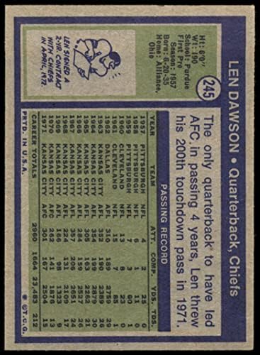 1972 Topps 245 Len Dawson Kansas City Chiefs Ex Purdes Purdue