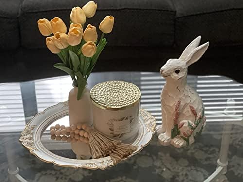 לוטוס הילס קישוטי פסחא באביב, 11.2 שרף במצוקה ארנב פסחא עם פרח הקלה תלת מימדי, מתנות פסחא לילדים בנות