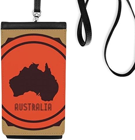 מפת אוסטרליה איור אדום ושחור ארנק ארנק תליה כיס נייד כיס שחור