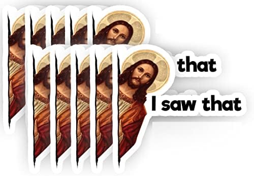 ראיתי את הפגוש הצחיק של ישו ויניל / מדבקת חלון 2 אינץ 'של 10 אינץ' של 10